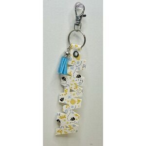 MAMA Keychain - Handcrafted - Gift For Mom Bees with Blue Tassel
